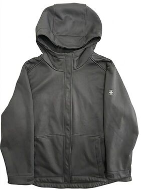 Swiss Tech Black Softshell Hooded Jacket Fleece Lined Size 3X (Fits Men XL)